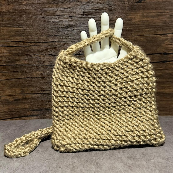 Honey Harvest Crossbody Bag Handmade Knit Shoulder Purse Textured Neutral Everyday Gift