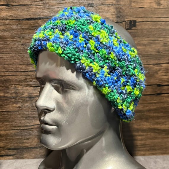 Electric Pride Head Wrap Handmade Knit Colorful Textured Statement Accessory Rainbow Inspired Sideshow Knitting