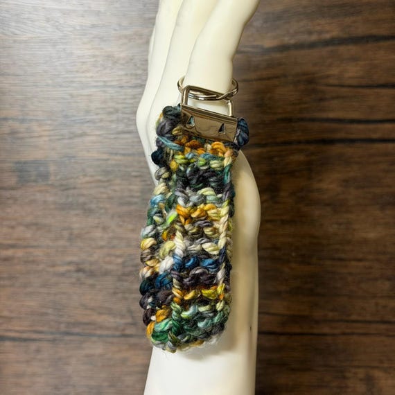 Handmade Moss Moonlight Merino Wool Key Fob Wristlet Keychain Forest Inspired Gift Accessory Cozy