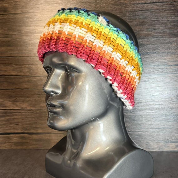 Galaxy Pride Knit Head Wrap | Handmade Rainbow Ear Warmer | Colorful Accessory | Stretch Knit Headband
