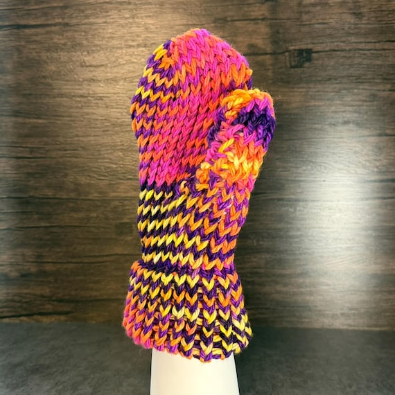 Handcrafted Rainbow Sunset Mittens Colorful Winter Accessories Cozy Pride Inspired Gift Warm