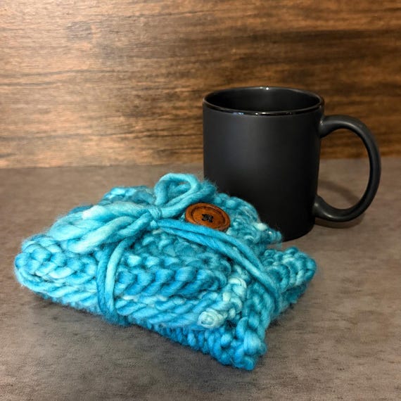 Gentle Waters Superwash Merino Wool Coffee Reserve Handmade Mug Wrap Rug Cozy Gift Set