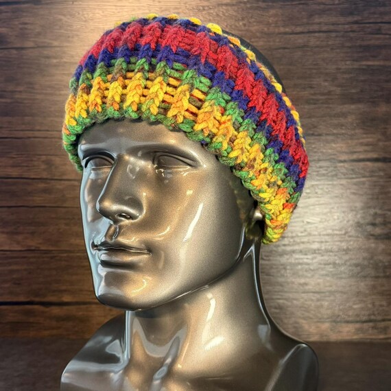 Rainbow Knit Head Wrap Colorful Ear Warmer Festival Inspired Winter Accessory