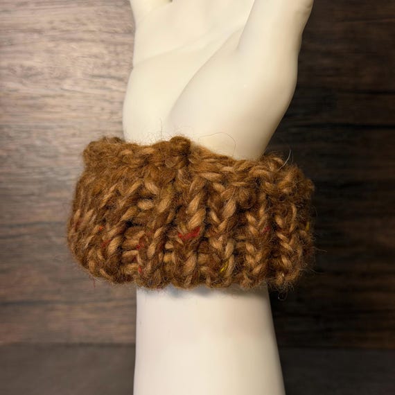 Ember Roast Alpaca Scrunchie | Handmade Rustic Brown Hair Accessory | Soft Knit Scrunchie