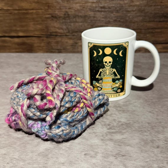Painted Cosmos Coffee Pairing, Handmade Mug Wrap And Two Matching Coasters, Colorful Cozy Gift