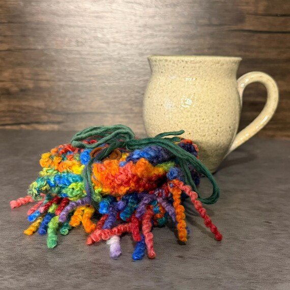 Hand Knit Rainbow Pride Mug Wrap and Cozy Set – Artisan Fringe Coffee Decor