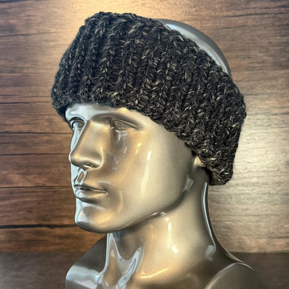 Handmade Slate Gray Knit Head Wrap Cozy Chunky Soft Winter Ear Warmer Band