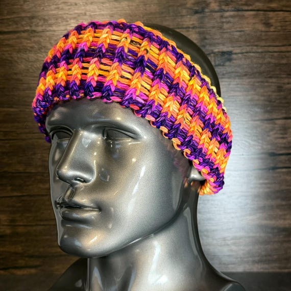 Rainbow Sunset Head Wrap Handmade Colorful Earwarmer Vibrant Pride Inspired Knit Accessory