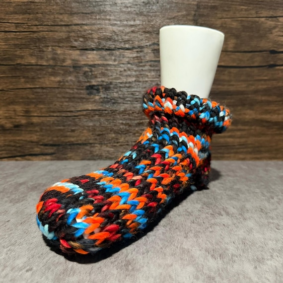 Handmade Haunted Carnival Slipper Socks, Superwash Merino Wool, Halloween Footwear, Cozy Fall Gift, Handcrafted