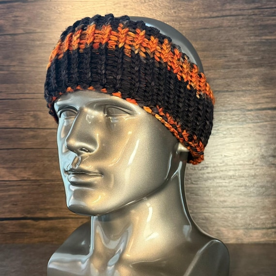 Midnight Ember Knit Head Wrap Ear Warmer Bold Fall Winter Fashion
