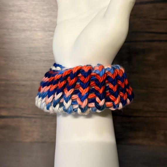 Buffalo Rush Merino Wool Knit Scrunchie Handmade Soft Hair Accessory Striped Cozy Gift Unique