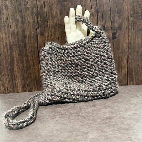 Handmade Knitted Crossbody Bag, Smoked Rose Marled Purse, Shoulder Bag, Neutral Everyday  Accessories