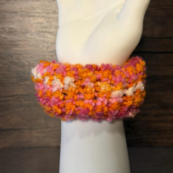 Lesbian Pride Handmade Knit Scrunchie Cozy Hair Accessory LGBTQ Gift Ponytail Holder