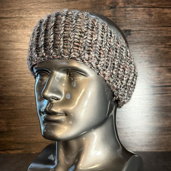 Slate Gray Tan Light Gray Handknit Earwarmer Cozy Winter Headband Boho Accessories