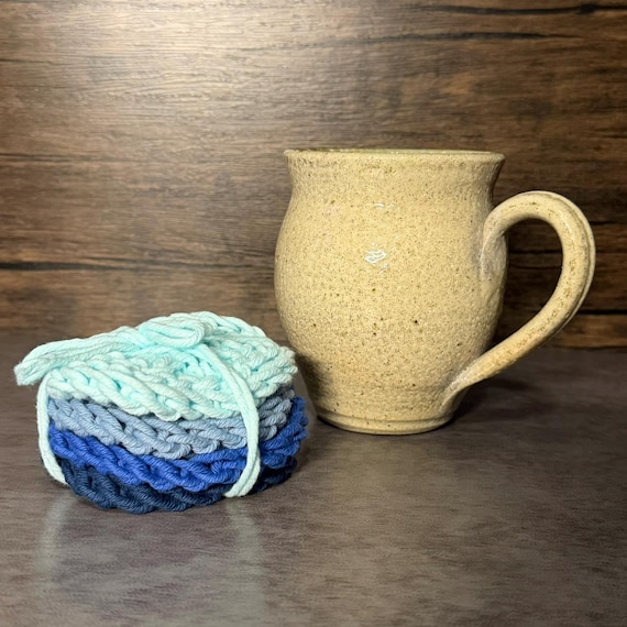 Captain’s Choice Coasters Handmade Knit Cotton Drink Coaster Set Nautical Coastal Home Decor