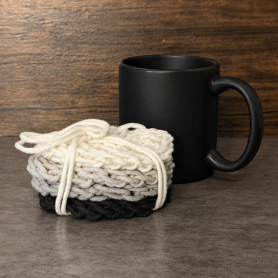 Directors Cut Cotton Coasters Handmade Neutral Drink Table Protection Housewarming Gift Kitchen Decor Set