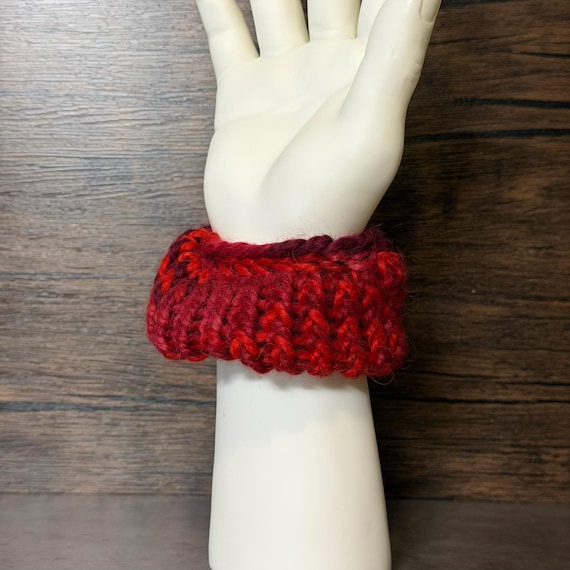 Handmade Baby Alpaca Knit Scrunchie | Crimson Burgundy Hair Accessory