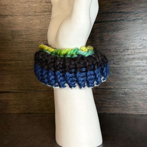 Colorful Galaxy Pride Knit Scrunchie | Handmade Rainbow Hair Accessory