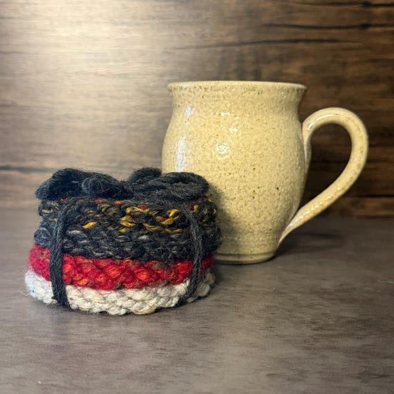 Campfire Collection Handmade Crochet Coaster Set Rustic Cabin Coffee Table Decor Gift Cozy