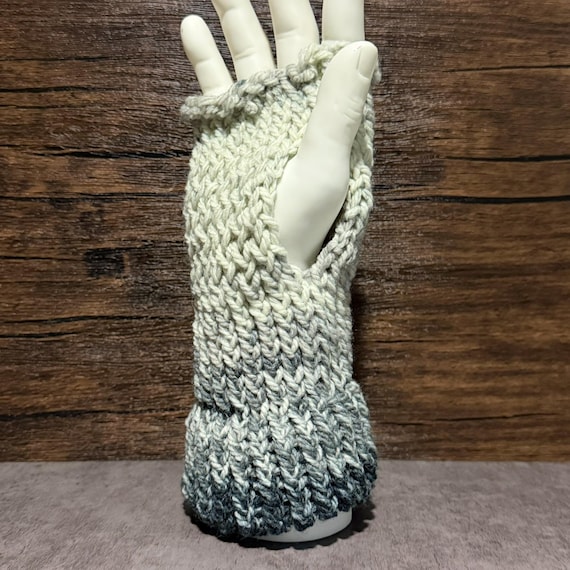 Sea of Tranquility Fingerless Gloves: Handmade Wool Blend Knit Winter Warmth