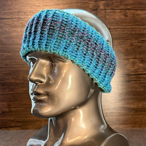 Handmade Neon Colorblock Head Wrap: Chunky Knit Ear Warmer Accessory