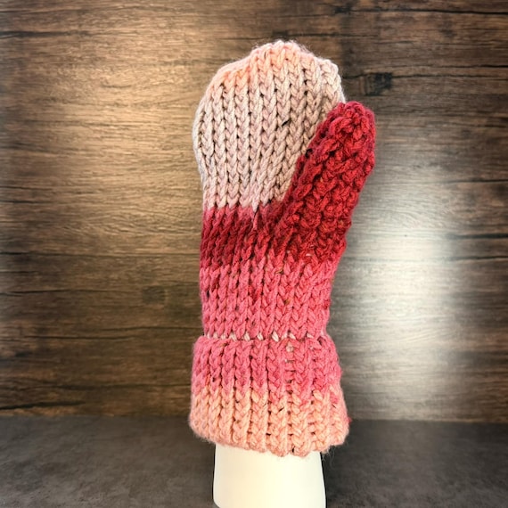 Rose Garden Knit Mittens Handmade Floral Cottagecore Winter Gloves Cozy Gift