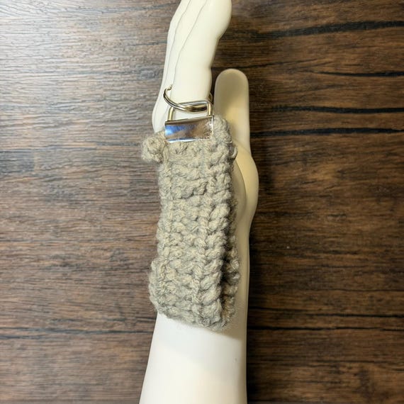 Handmade Knit Key Fob Wristlet – Soft Heather Gray Everyday Accessory