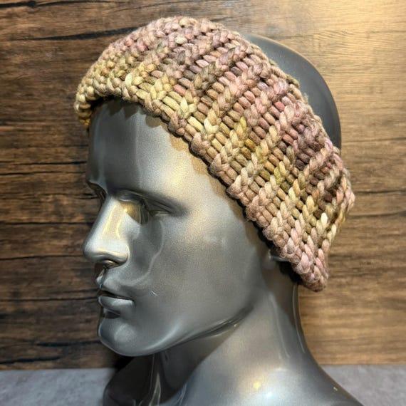 Hand Dyed, Faded Negative Hand-Dyed Merino Wool Head Wrap | Chunky Ear Warmer | Handmade Accessory