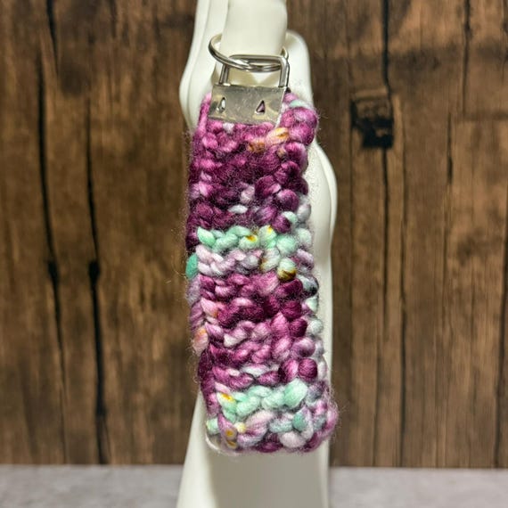 Handmade Knit Key Fob, Merino Wool Wristlet, Colorful Keychain, Gift for Knitters, Everyday Accessory