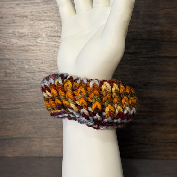 Handmade Merino Wool Scrunchie: Autumn Maple Mist Colors, Cozy Hair Accessory