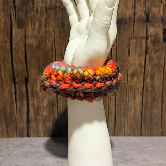 Potion Party Merino Wool Scrunchie Colorful Handmade Hair Tie Soft Unique Knitted Accessory
