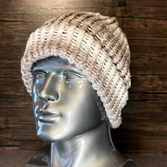 Coffeehouse Cream Cozy Knit Beanie Handmade Winter Boutique Neutral Hat