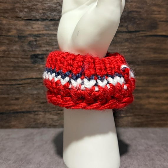 Red White Blue Knit Scrunchie Buffalo Football Inspired Hair Accessory Queen City
