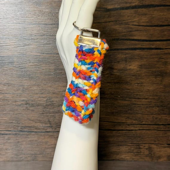 Hand-Knit Kaleidoscope Wrist Keychain | Acrylic Wool Blend Bag Charm