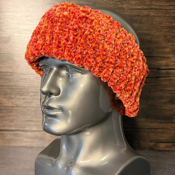 Handmade Campfire Glow Plush Knit Head Wrap – Cozy Soft Winter Ear Warmer Accessory