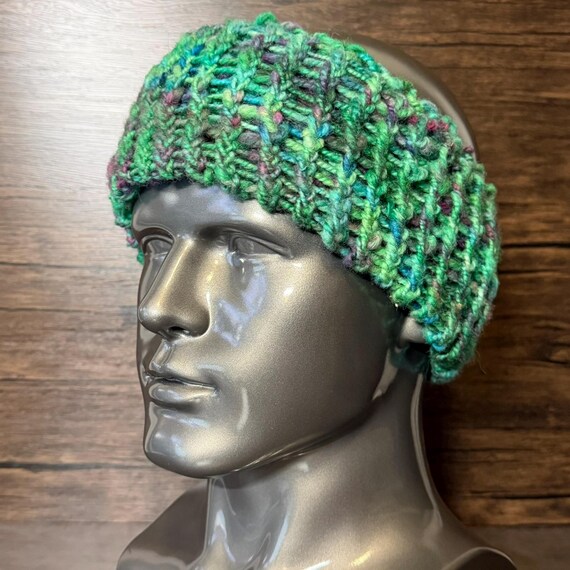 Mystic Canopy Green Purple Twisted Head Wrap Handmade Woodland Ear Warmer Boutique Accessory