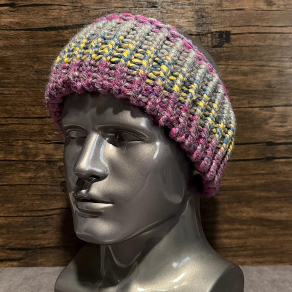 Painted Cosmos Hand Knit Headband, Colorful Bulky Wool Blend Ear Warmer, Cozy Winter Accessory