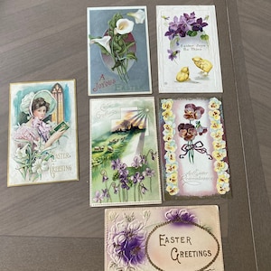 Vintage Easter Postcards ~ Lot of 6 1910s-1920s ~ Antique Postal Cards ~ Instant Collection
