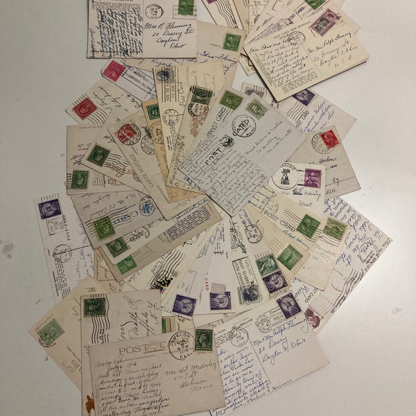 20 or 40 Vintage Used Posted Postcards Random Mixed USED Choose Amount Most with Stamps Postmarks Pack Set Junk Journal Authentic Craft