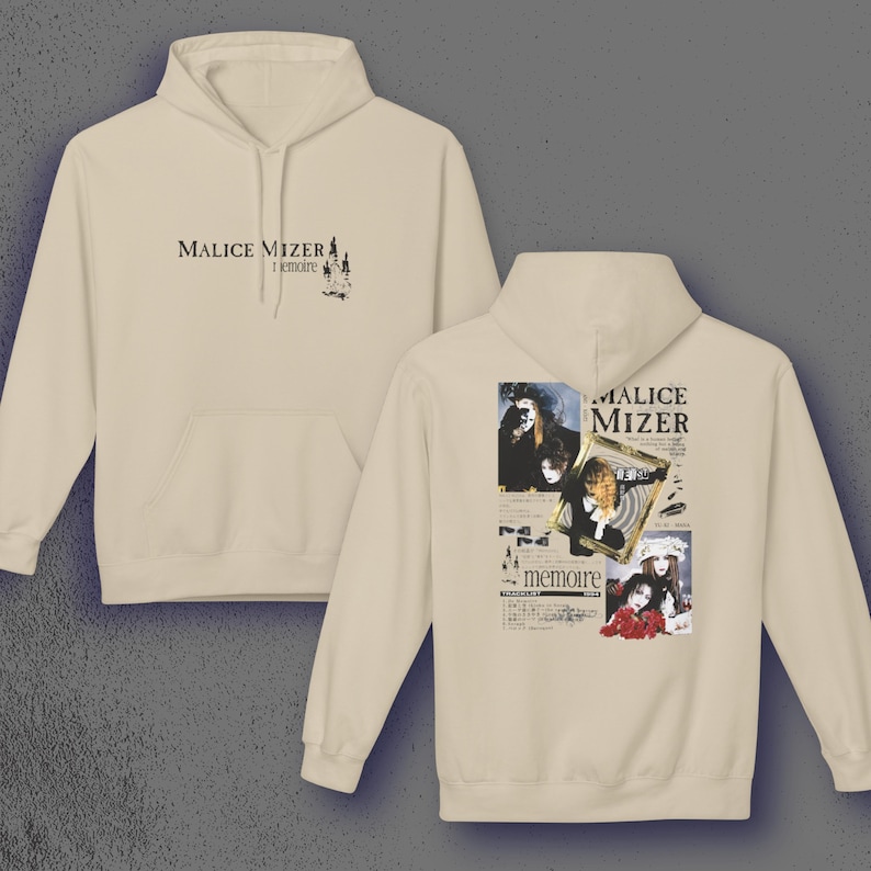 Malice Mizer Memoire Hoodie, Japanese Visual Kei Hoodie, Gothic J-Rock Band Pullover, 90s Vkei Streetwear, Graphic Unisex Alternative Hoodie Sand