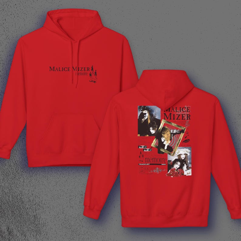 Malice Mizer Memoire Hoodie, Japanese Visual Kei Hoodie, Gothic J-Rock Band Pullover, 90s Vkei Streetwear, Graphic Unisex Alternative Hoodie Red