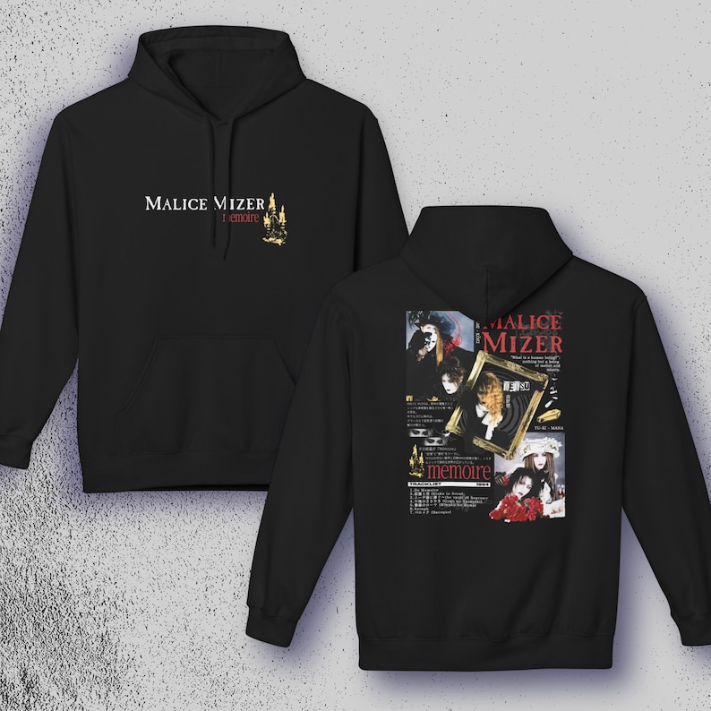 Malice Mizer Memoire Hoodie, Japanese Visual Kei Hoodie, Gothic J-Rock Band Pullover, 90s Vkei Streetwear, Graphic Unisex Alternative Hoodie Black