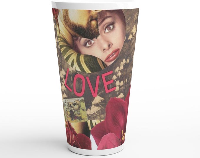 Featured listing image: LOVE ... Shroomz! Wrapped Print on White Latte 17oz Ceramic Mug