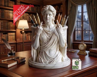 Funny Antique Statue Pencil Holder 3D STL File | Cheeky Roman Greek Desk Organizer Digital Download | Easy Print Cup | Gag Gift Desk Decor