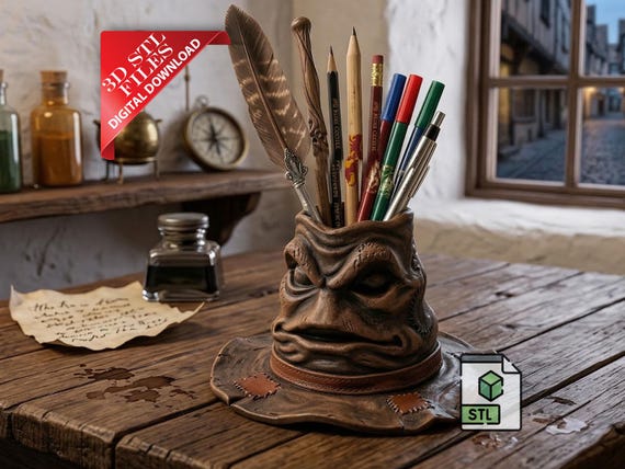 Wizarding Sorting Hat Pencil Holder | Magic School Desk Organizer (STL File)