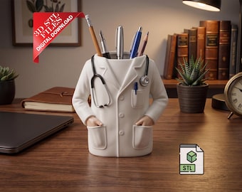 Doctor Pencil Holder 3D STL File | Medical Student Desk Organizer Digital Download | Clinic Office Decor Print | Graduation Gift STL