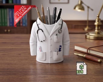 Doctor Pencil Holder 3D STL File | Medical Student Desk Organizer Digital Download | Clinic Office Decor Print | Graduation Gift STL