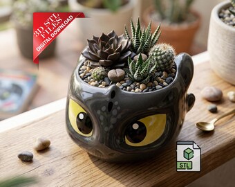 Black Dragon Planter STL File | Night Dragon Succulent Pot (Digital Download)