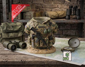 Commando Pencil Holder 3D STL File | Special Forces Desk Organizer Digital Download | Tactical Pen Cup | Elite Military Office Decor