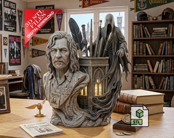 Wizard Godfather Bust Pencil Holder 3D STL File | Escaped Prisoner Desk Organizer Digital Download | Magic Dog Pen Cup 3D Print